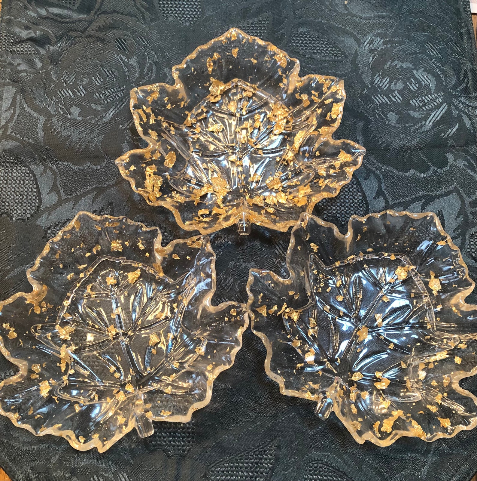 Gold Foil & Resin Leaf Trinket Dish Etsy