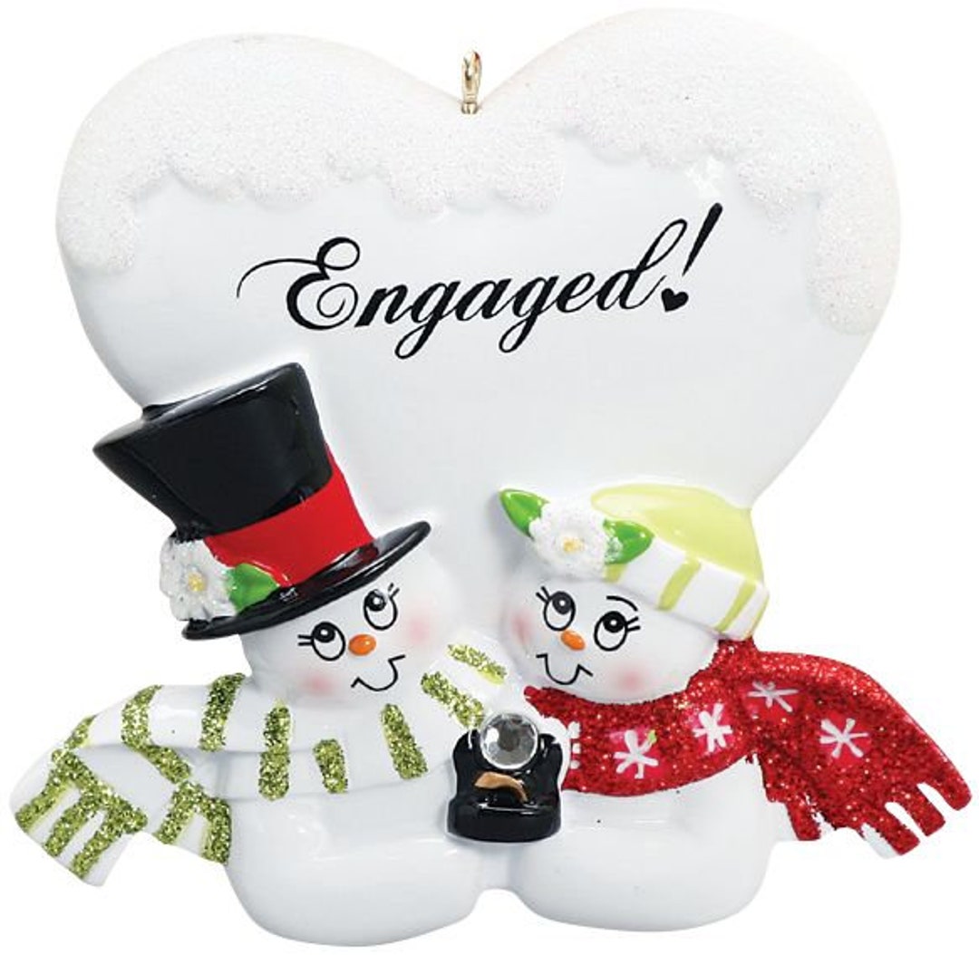 Personalized Snowman Engaged Couple Christmas Tree Ornament Engaged ...