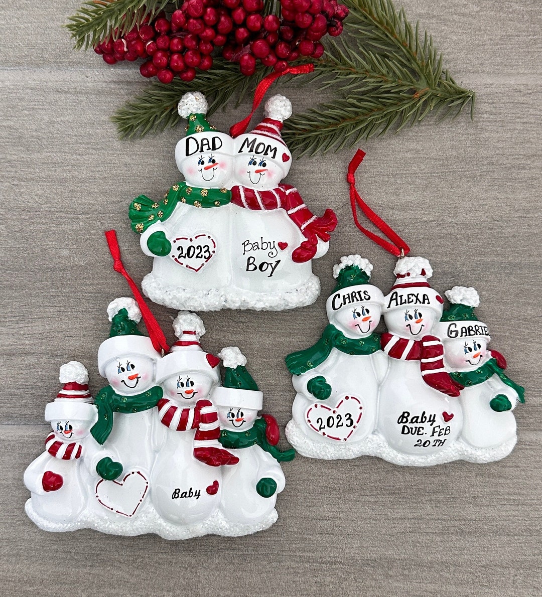 We're Expecting Baby Family of 2, 3, 4 Members, Personalized Christmas ...