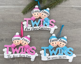 Baby Twins First Christmas Ornament - Boy and Girl Twins - Personalized Baby Ornament -Personalized Ornament -Baby Gift- Twins Ornaments