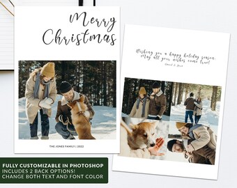 1 Cedar Christmas Card Template | 2 Card Back Options | Fully Customizable | Modern Look | Printable Card Size 5x7 | Use with FREE fonts