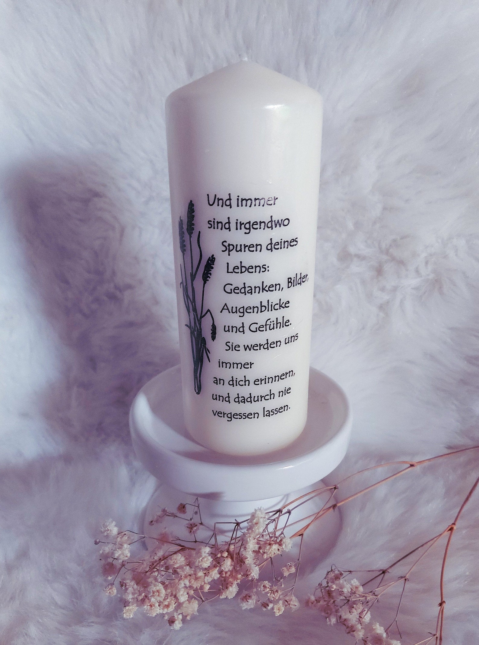 Mourning candle memorial candle funeral death traces stamped Etsy