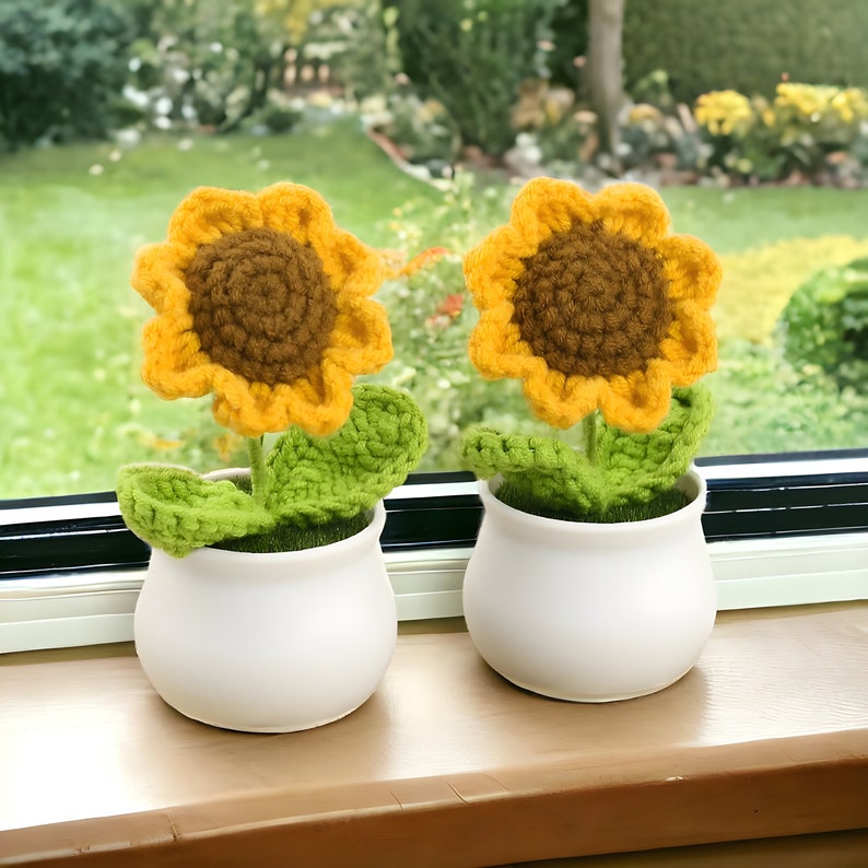 Handmade Crochet Sunflower in Pot Unique Room Decor Perfect Etsy