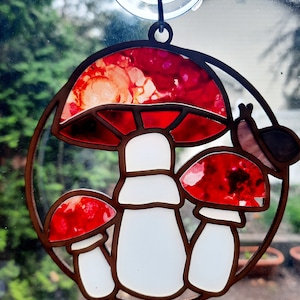 Mushroom Trio Sun Catcher SVG | Laser File | Glowforge | Mushrooms | Snail | Cut File