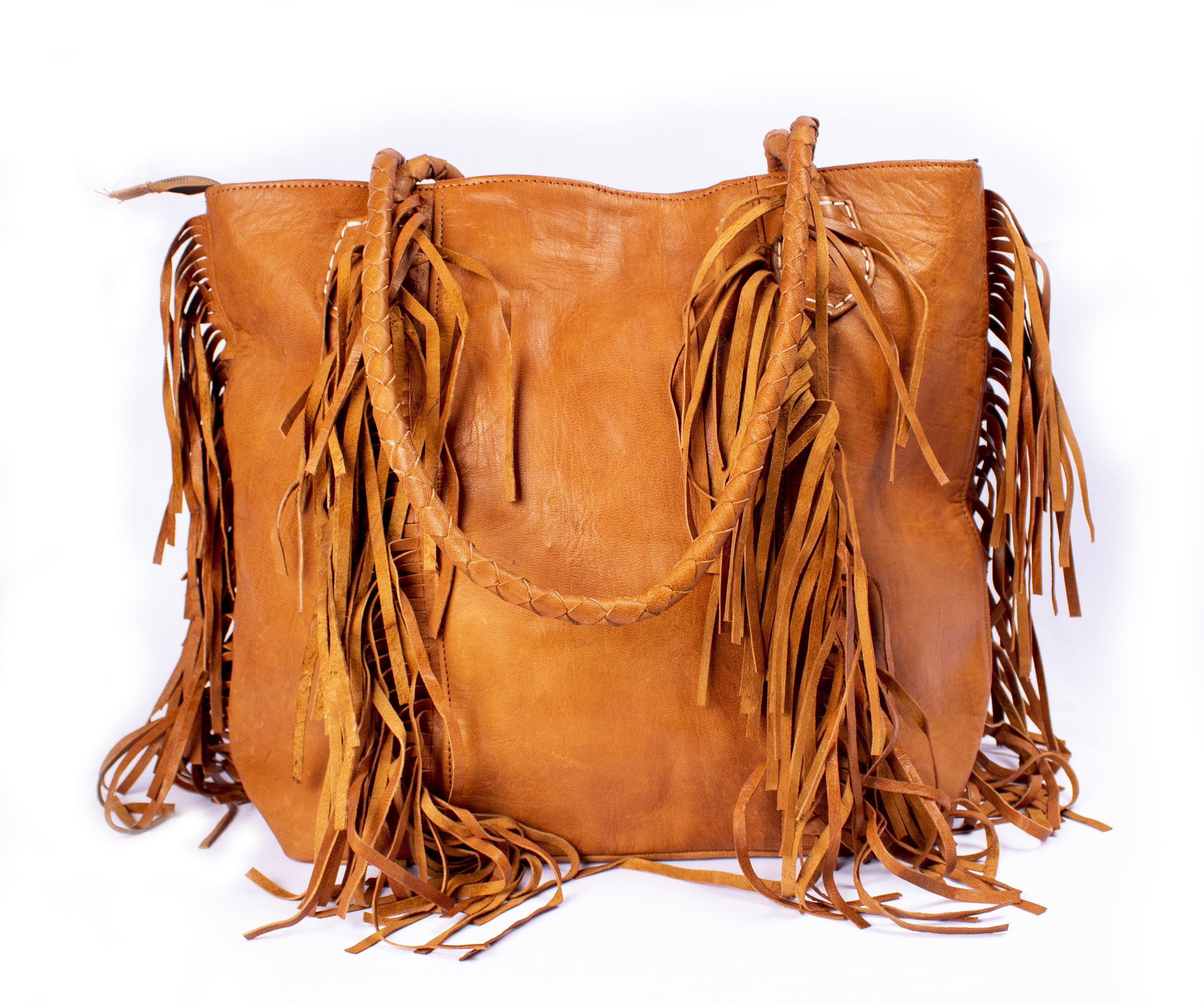 Tan Brown Fringe Woven Boho Crossbody Handbag — SHROUD