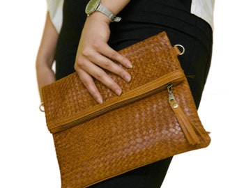 Brown small Leather crossbody bag