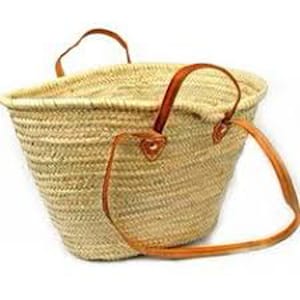 French market straw basket, Moroccan shopping bag