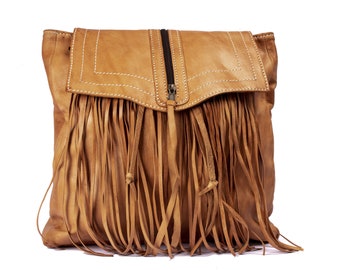 woman's leather backpack,   backpack purse, backpack with fringe