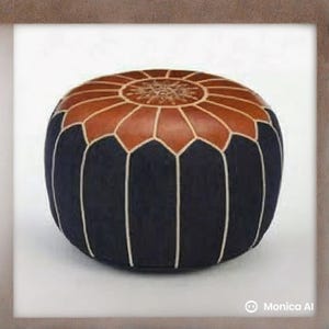 Moroccan Leather Pouf Ottoman, Luxurious Home Decor Seating