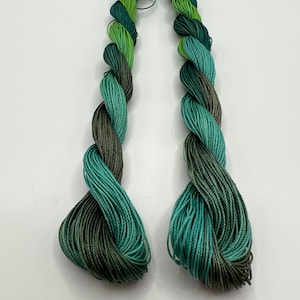 Green with Envy | Size 20 Hand Dyed, 6 cord Cordonnet Thread, Tatting, Crochet, Cotton Thread