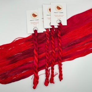 Watermelon | Size 20 Hand Dyed, 6 cord Cordonnet Thread, Tatting, Crochet, Cotton Thread