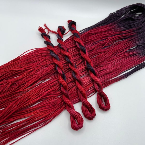 Red Wine | Hand Dyed, 6 Strand Embroidery Floss, Cross Stitch, Cotton Thread