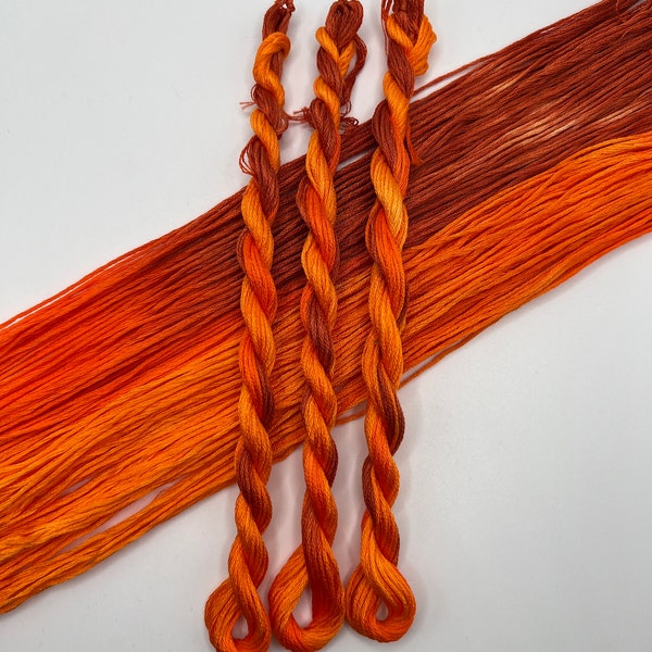 Ember | Hand Dyed, 6 Strand Embroidery Floss, Cross Stitch, Cotton Thread