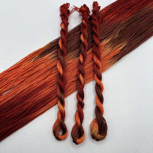 Rust | Hand Dyed, 6 Strand Embroidery Floss, Cross Stitch, Cotton Thread