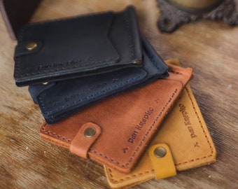 Personalized Money Clip, Minimalist leather wallet, Anniversary Gift for Him, Engraved Wallet, Slim Wallet,Boyfriend Gift for Men, Dad
