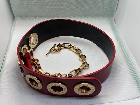 LOUIS VUITTONレッドレザーベルト ルイ・ヴィトン 赤 レザー ベルト