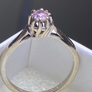 Vintage - Vintage ArtCarved 14k white gold pink solitaire ring.