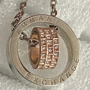 Vintage - Double rings pendant and silver necklace Armani Exchange