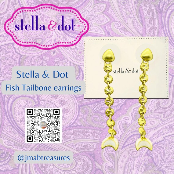 Stella and Dot Gold Tone with White Ivory Enamel Trevally Earrings