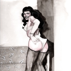Bettie Page Standing Pinup Art Print