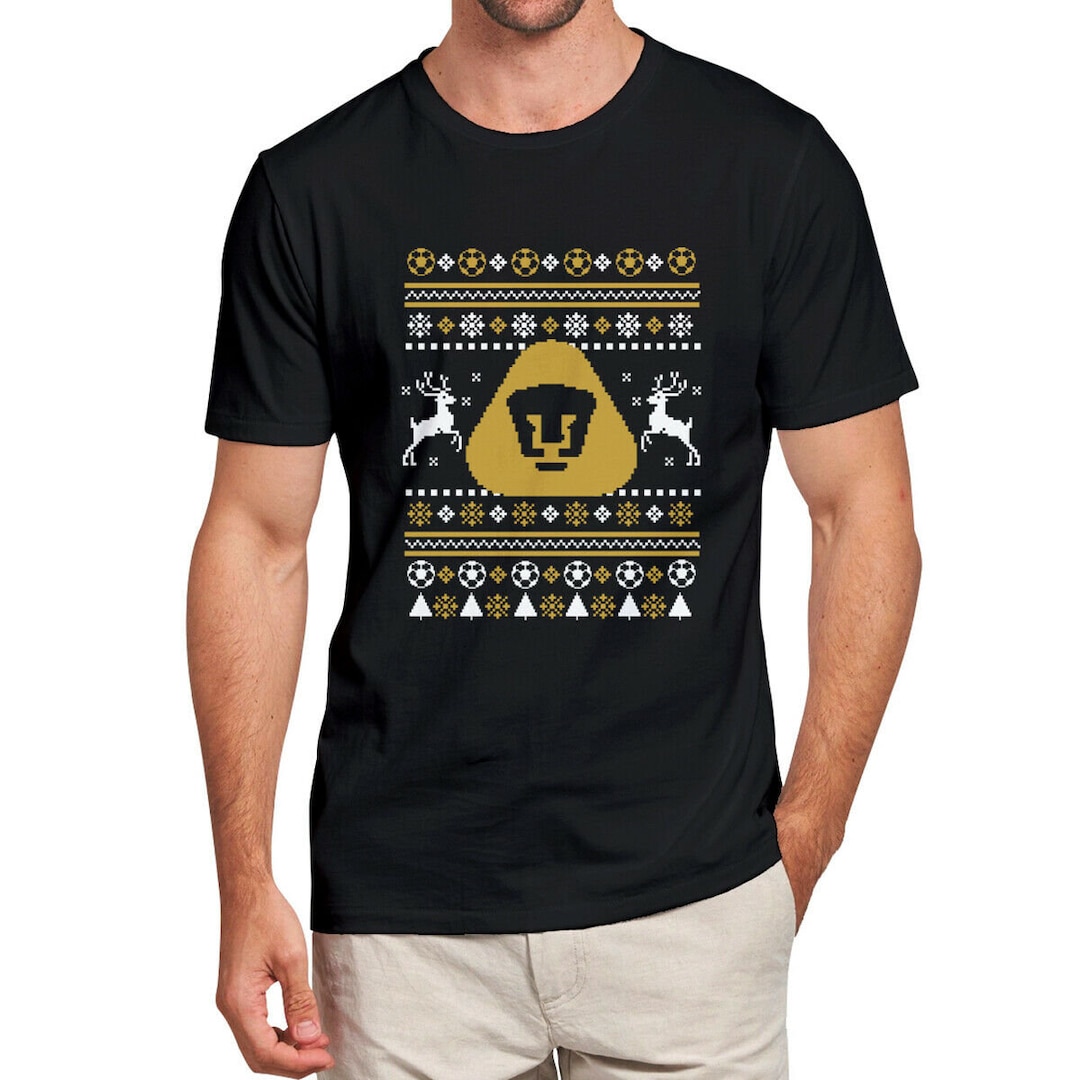 New! BLACK T-S UNAM Pumas Christmas T-shirt, Playera De Pumas Navidena ...