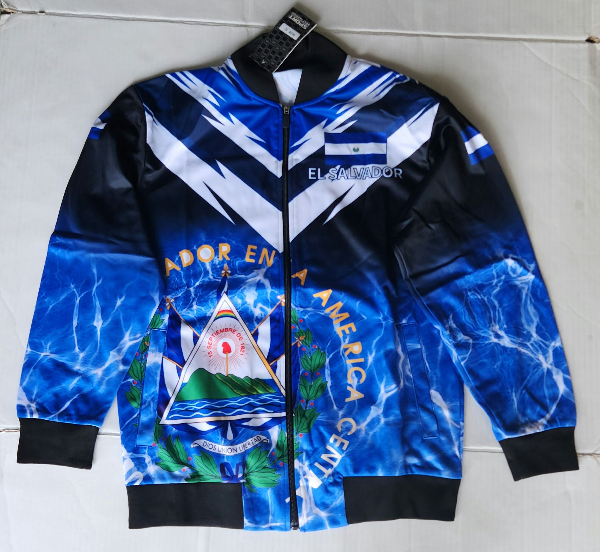 El Salvador Black & Gold Jacket - Medium To XXL Sizes, Polyester, Long Sleeve Style
