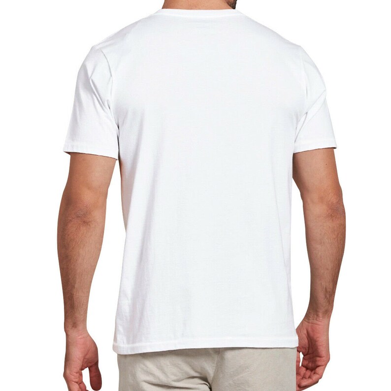 May include: A white short-sleeved t-shirt with a crew neck.