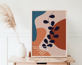 Botaniczny wydruk artystyczny, pobieralna sztuka ścienna, wystrój domu, sztuka botaniczna, sztuka ścienna boho, sztuka abstrakcyjna, drukowana sztuka ścienna, plakat minimalistyczny