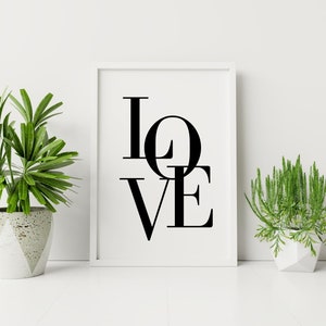 Love Print, Downloadable Wall Art, Home Decor, Love Sign, Typography Print, Printable Wall Art, Minimalist Poster, Modern Poster