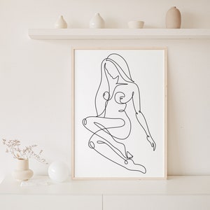 Frau Linie Kunstdruck, herunterladbare Wandkunst, Wohnkultur, Frau Linie Kunst, Frau Körper Druck, druckbare Wandkunst, minimalistisches Poster, Linie Kunst