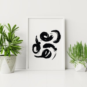 Abstract Brush Stroke Print, Downloadable Wall Art, Home Decor, Black and White Abstract Art, Printable Wall Art, Minimalist Poster