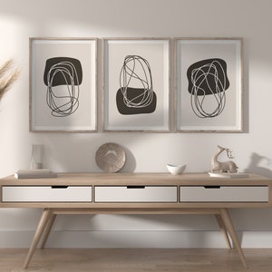 Mid Century Modern Art Print, Set of 3, Downloadable Wall Art, Home Decor, Boho Wall Art, Abstract Art, Printable Wall Art, Minimal Art