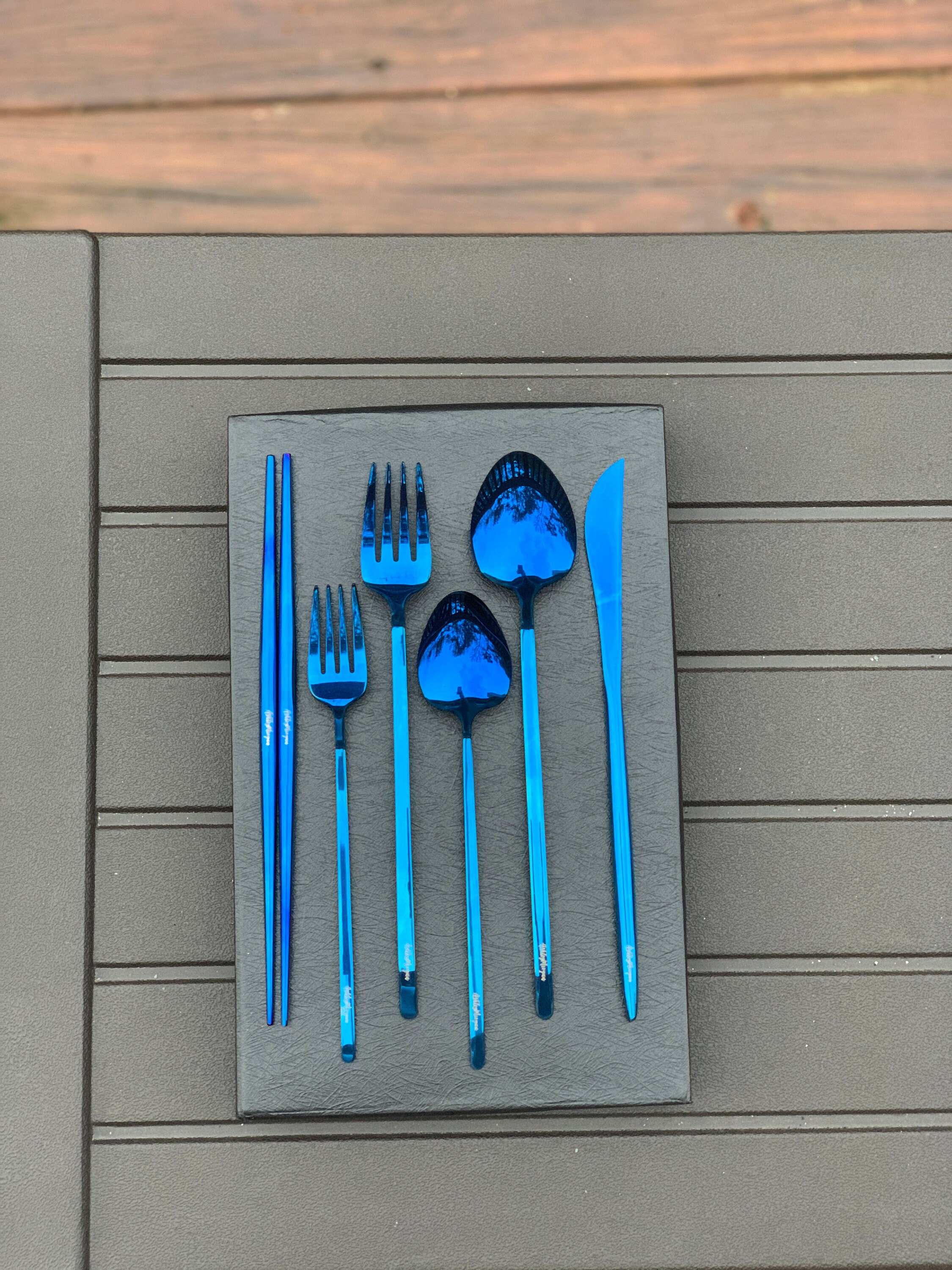 Blue High Quality Cutlery Set Etsy UK