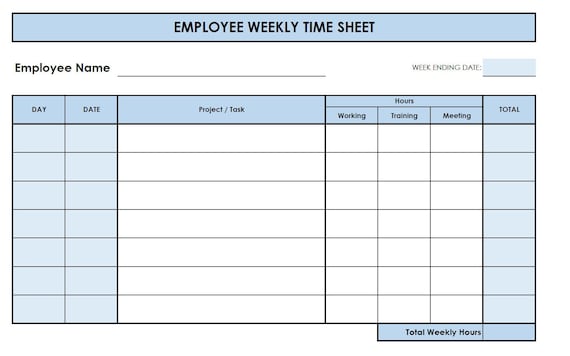 Printable Time Sheet