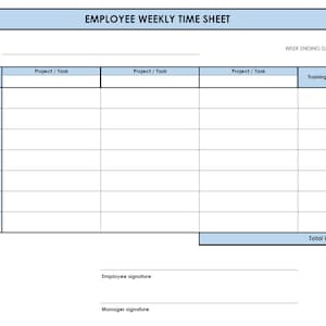 Printable PDF Weekly Timesheet Projects. Printable Timesheet. Time Card ...