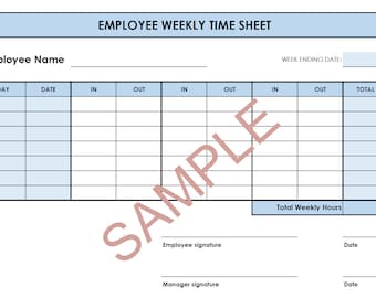 Printable Weekly Employee Timesheet: In/Out Time Card (PDF)