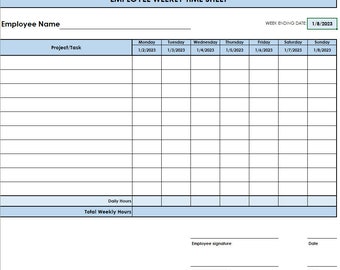 Weekly Timesheet Excel Template: Multi-Project Time Tracker (Digital Download)