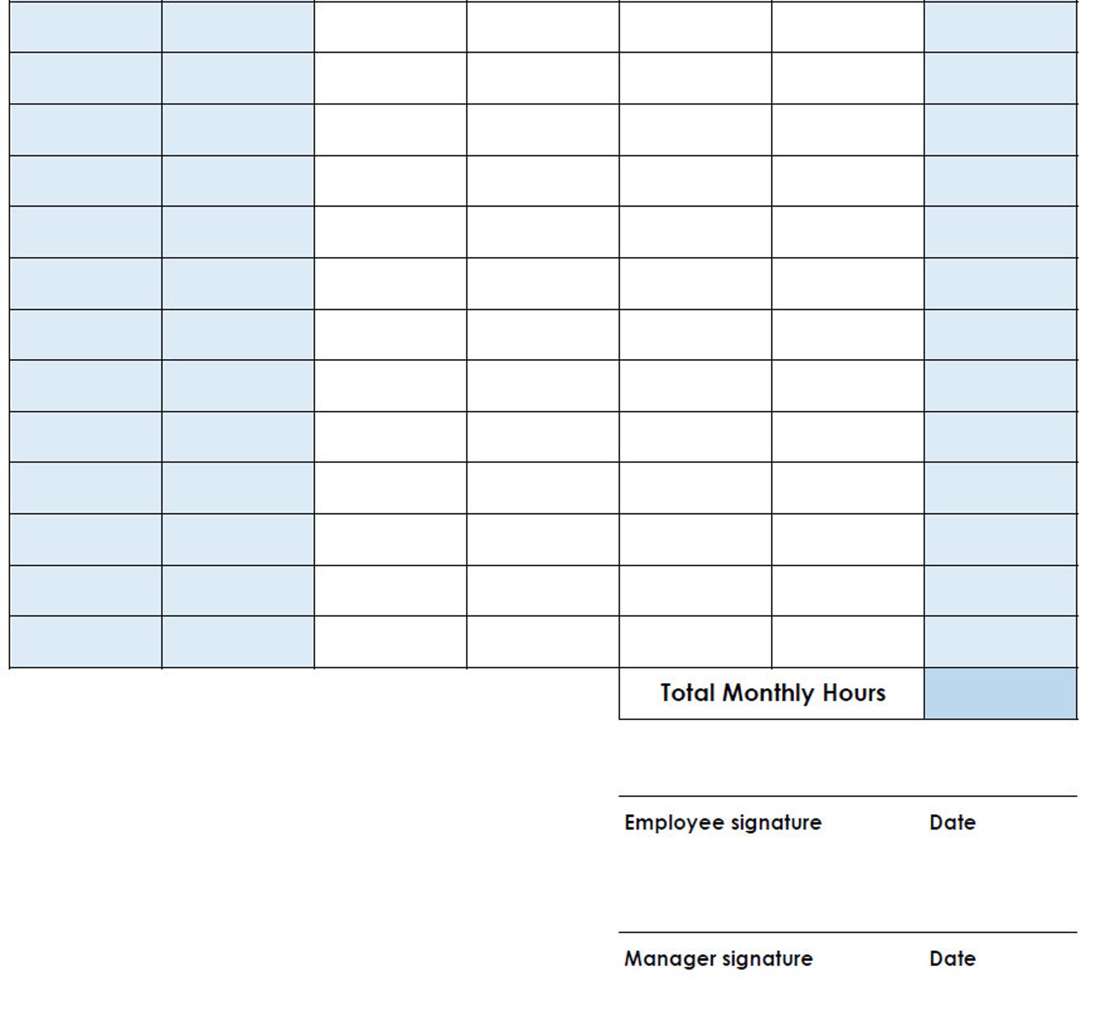 Printable PDF Monthly Timesheet In/out - AM/PM. Printable Timesheet ...