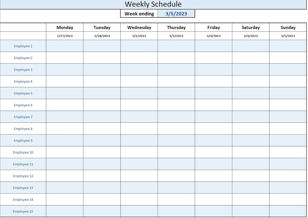 Editable Weekly Schedule Lite: Excel Employee Shift Template (US Letter ...