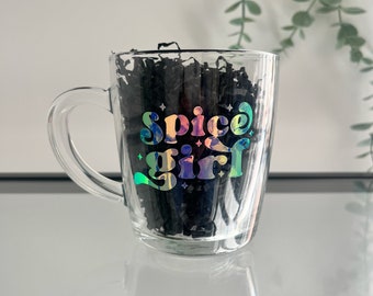 Spice girl clear glass mug Coffee cup Tea Mug Gift ideas Fun gifts Holographic