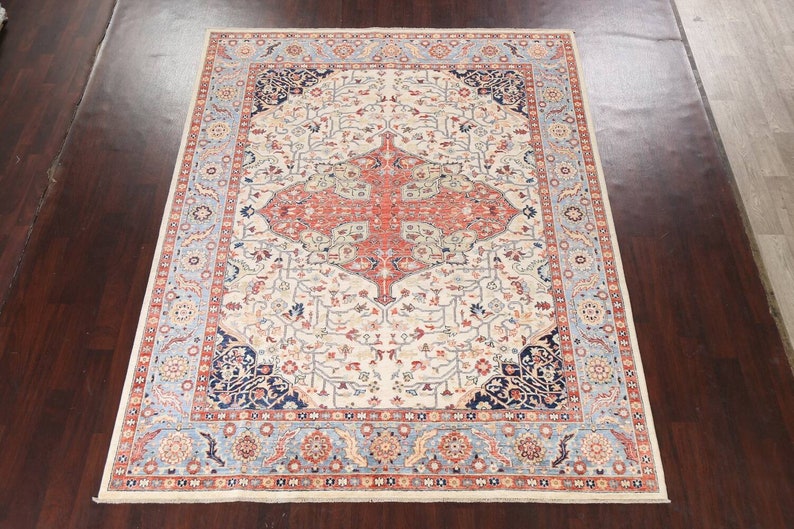 Traditional Handmade Area Rug 8x10, Vegetable Dye Wool Carpet image 3