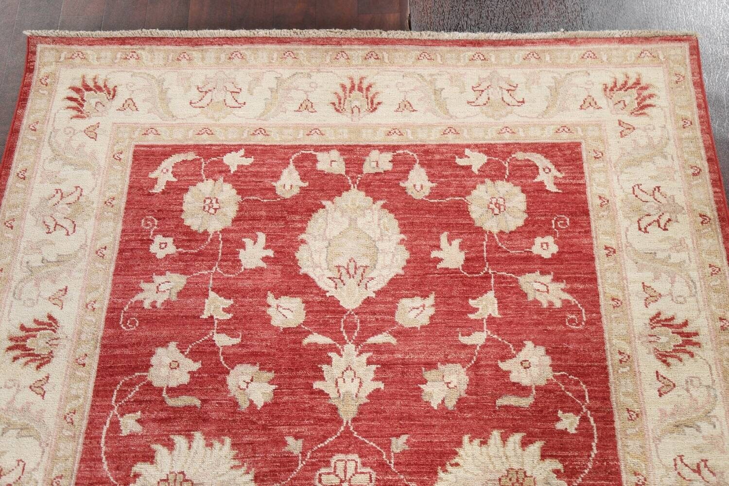 Green and Red Fine Peshawar Oriental Area Rug 3'4X5'1