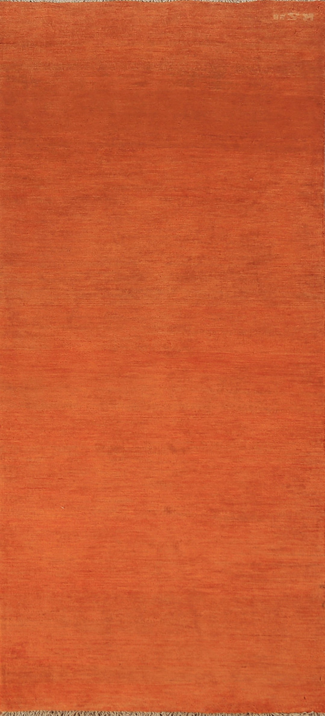 Orange Wool Solid Gabbeh Oriental Runner Rug 3x8, Handmade Modern