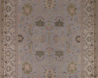 Handmade Transitional Gray & Ivory Oushak Area Rug 9x12