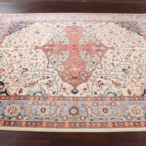 Traditional Handmade Area Rug 8x10, Vegetable Dye Wool Carpet image 8