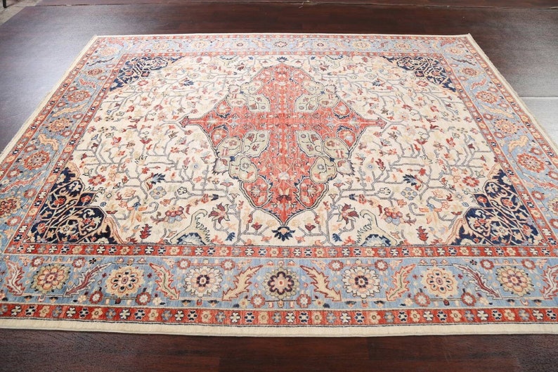 Traditional Handmade Area Rug 8x10, Vegetable Dye Wool Carpet image 8