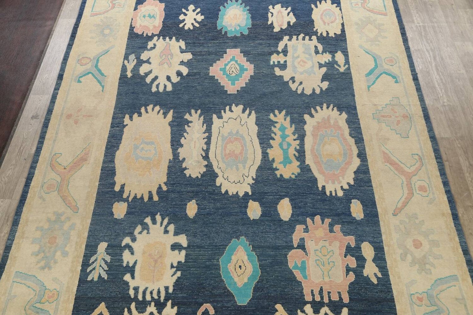 Geometric Oushak Turkish Area Rug 10x14 Handmade Wool Carpet Etsy