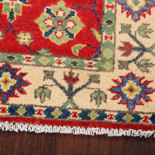Floral Red Super Kazak Rug 2x3, Handmade shops Wool Carpet, Oriental Area Rug