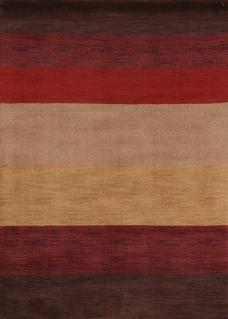 Modern Gabbeh Oriental Area Rug 4x6, Handmade Wool Carpet, Foyer Rug