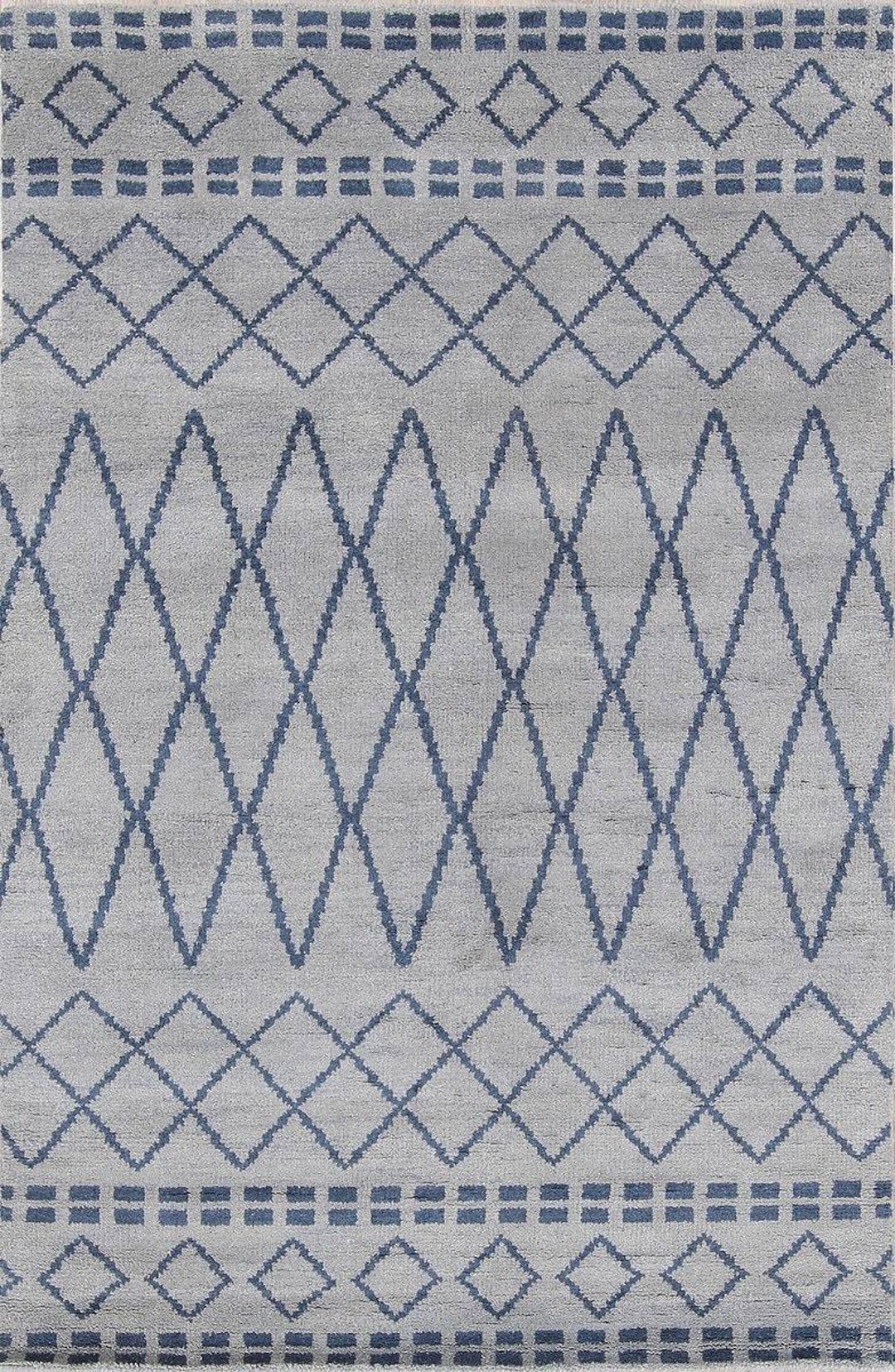 Handmade Geometric Blue Moroccan Trellis Area Rug 5x8 Indian Etsy